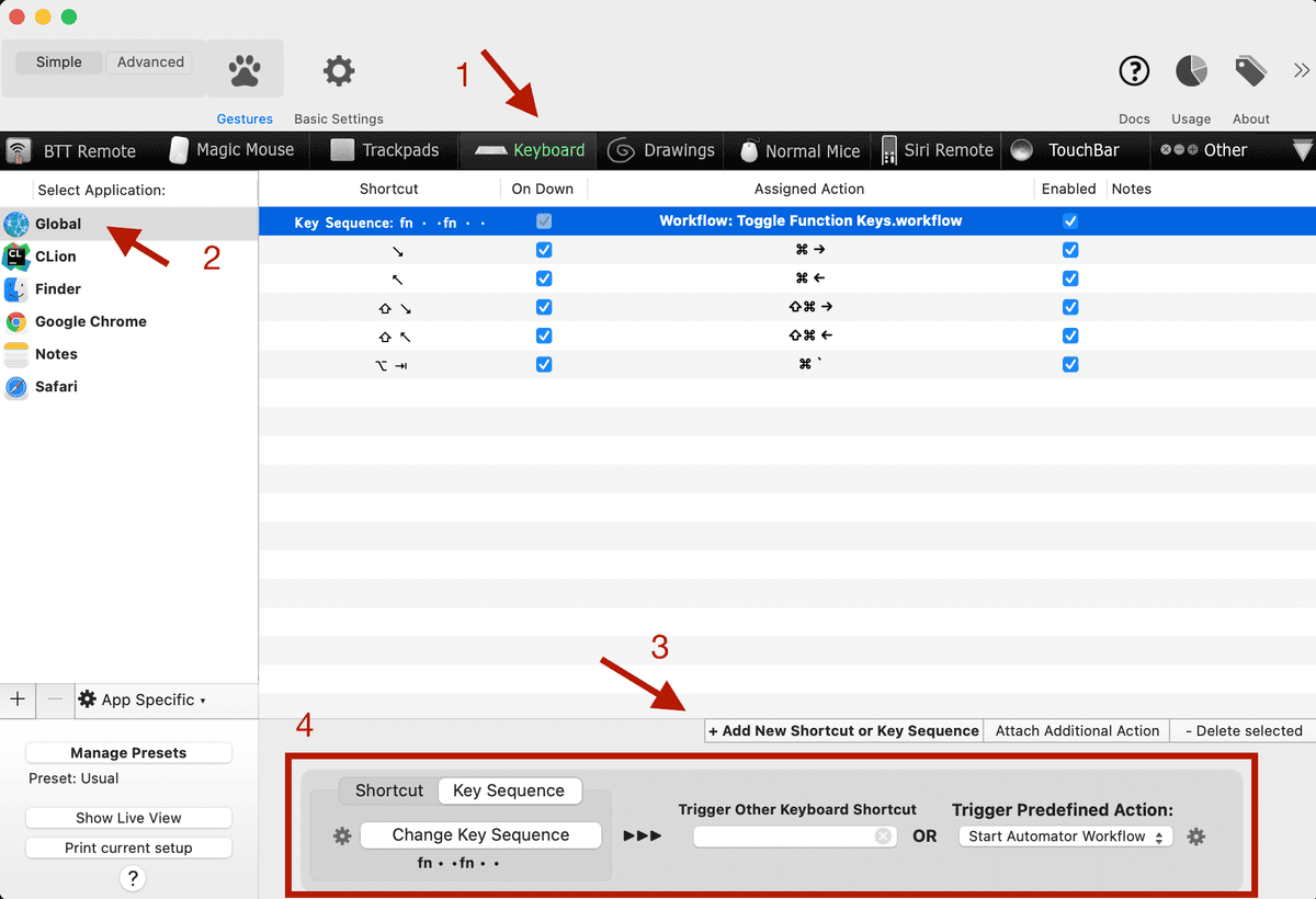 Better Touch Tool configuration